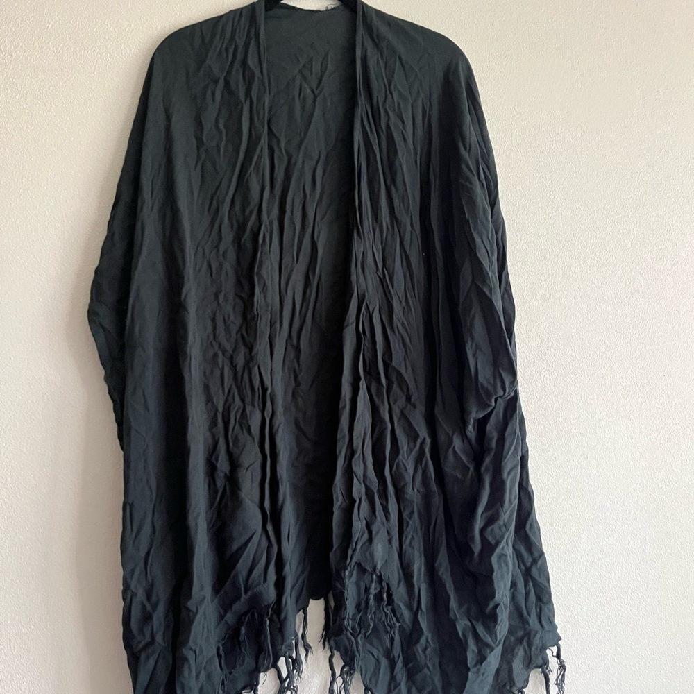 Dark Blue Shawl with Fringe